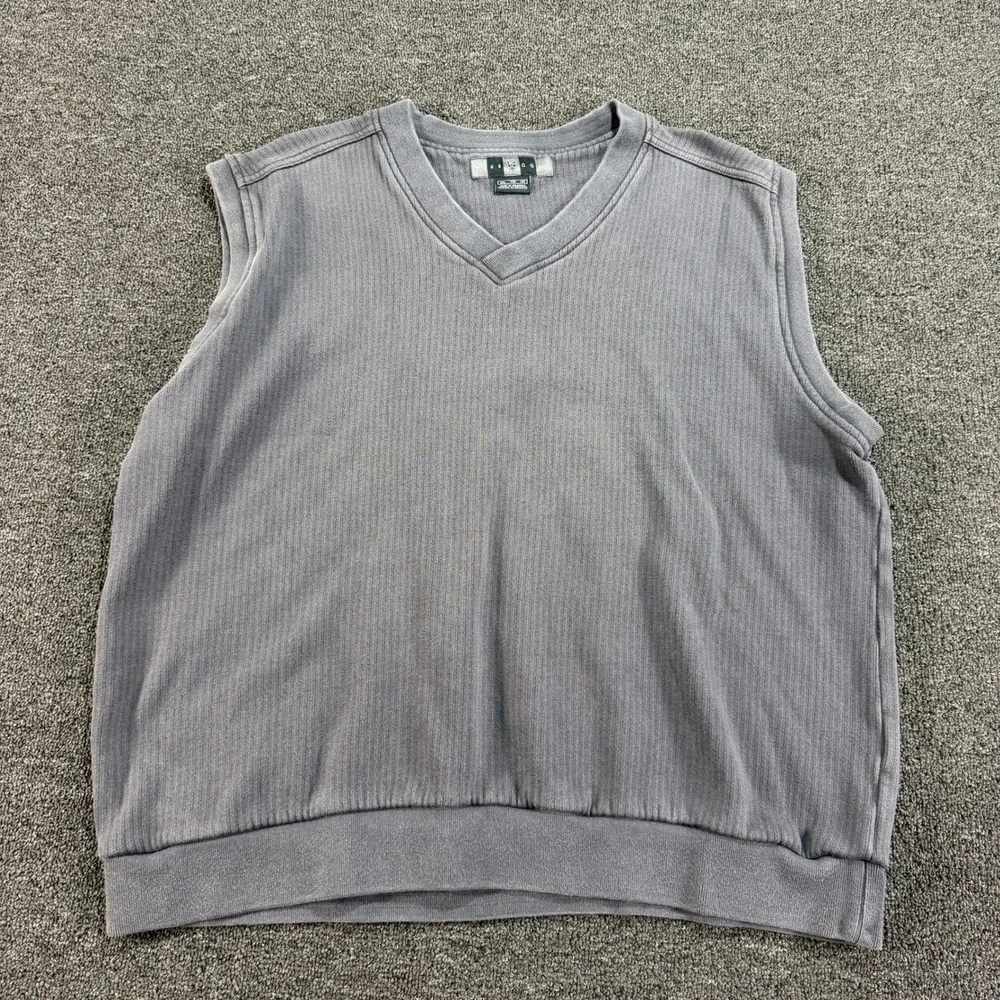 Vintages Nike Golf Sweater Tiger Woods Vest Mens XXL Gray Ribbed V-Neck Cotton